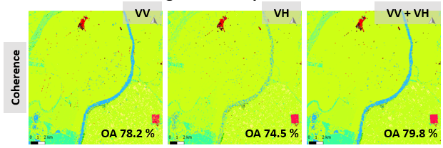 Land Cover classification results at Doñana (Spain) with VV, VH and VV+VH products