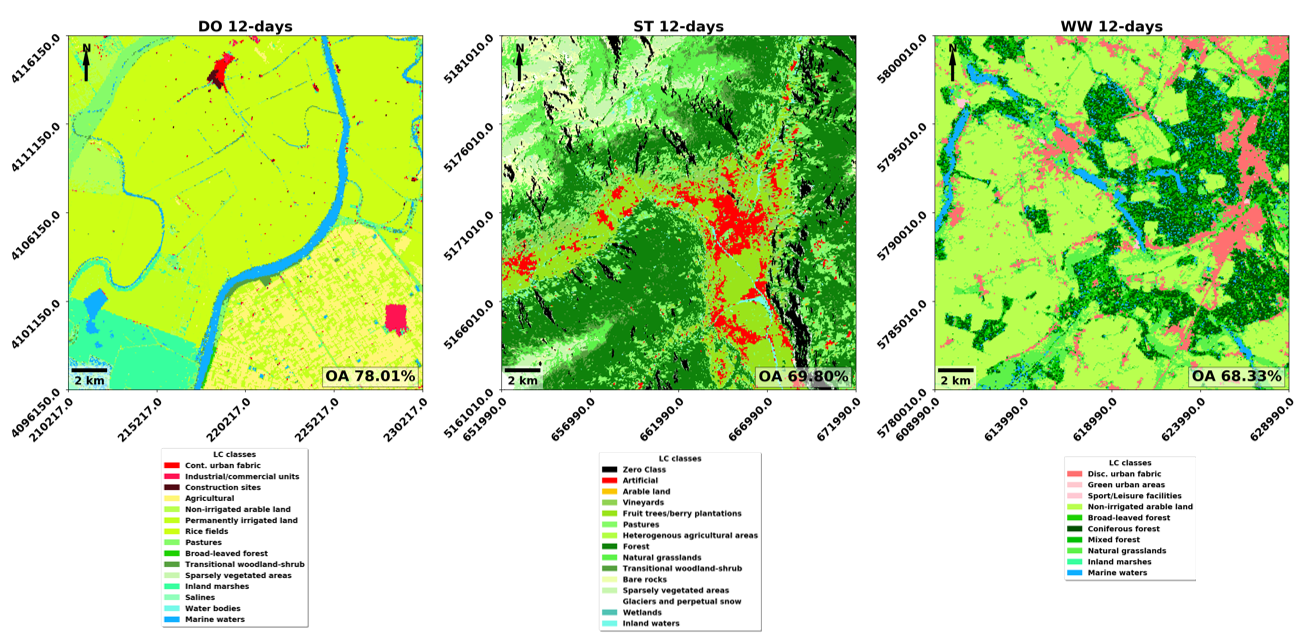 Land Cover classification results using only 12 days Interferometric Coherence data