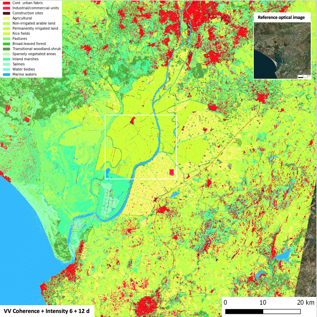 Land Cover classification results using InSAR coherence data